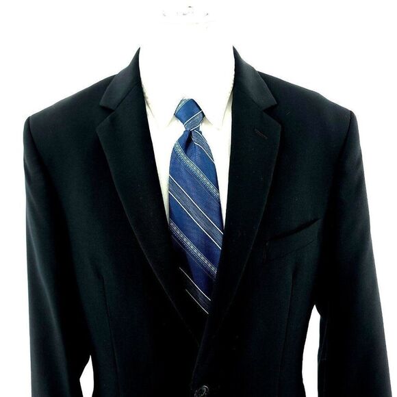Pronto Uomo Wool Polyester Spandex 2 Button Suit Jacket 38R‎ Black - Picture 1 of 10